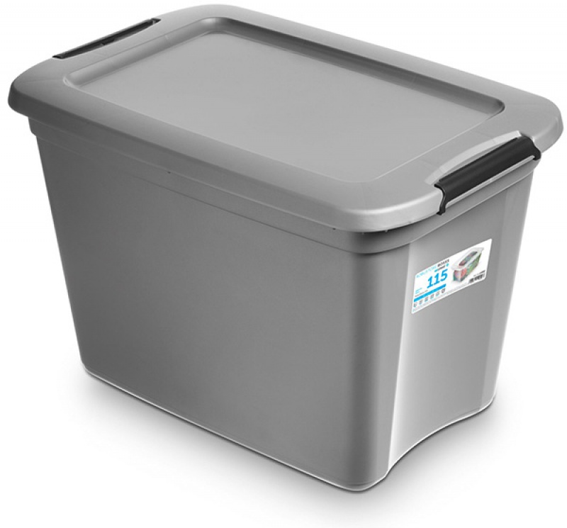 Pojemnik do przechowywania ORPLAST, RobuStore, 115l, z klipsami, transparentny mleczny