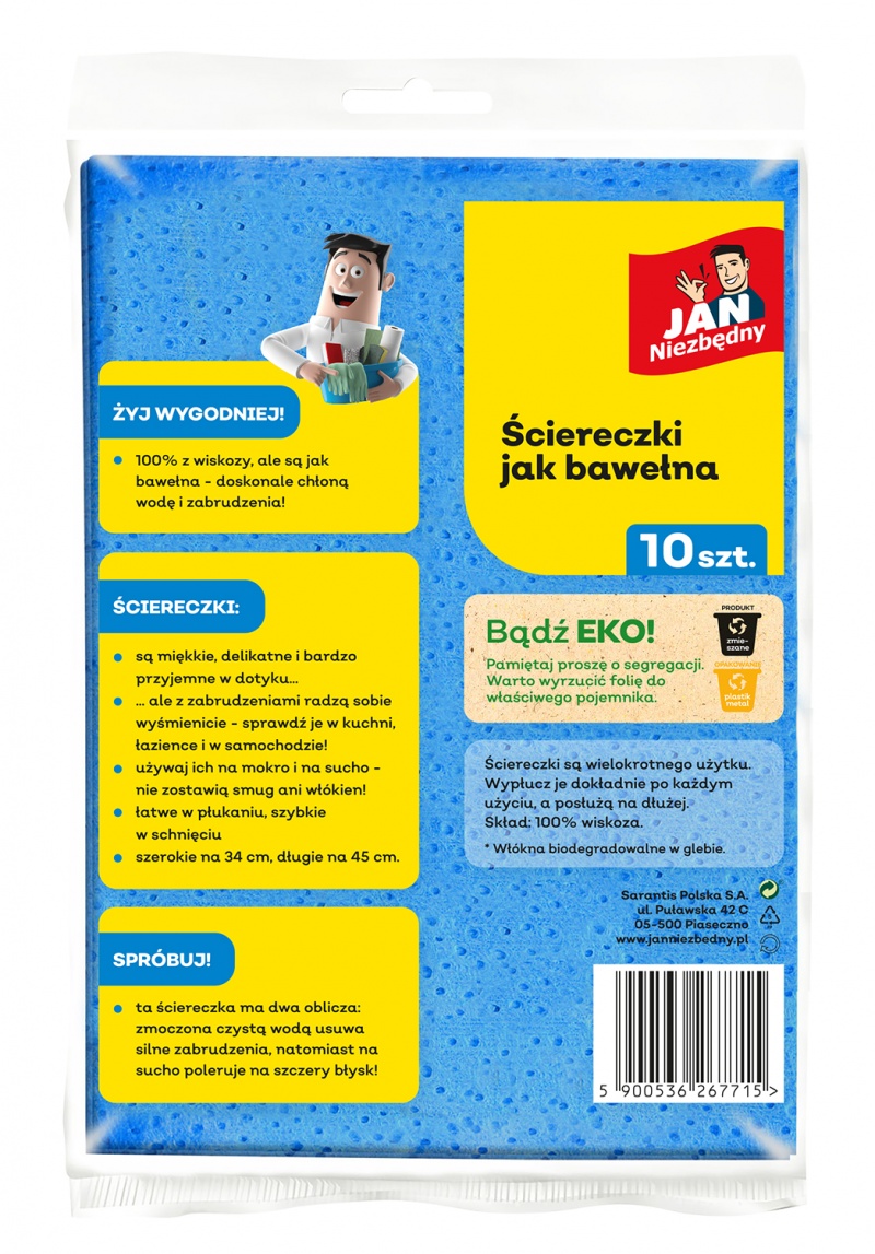 Ściereczki jak bawełna JAN NIEZBĘDNY, 10 szt., niebieskie
