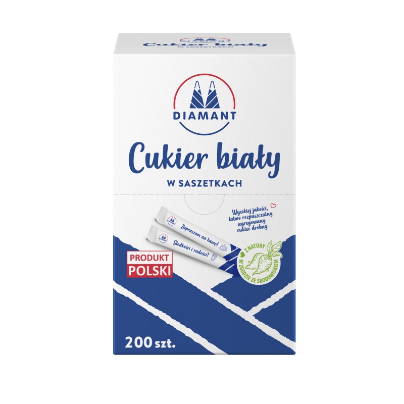 Cukier biały DIAMANT, w saszetkach, 200 x 5 g