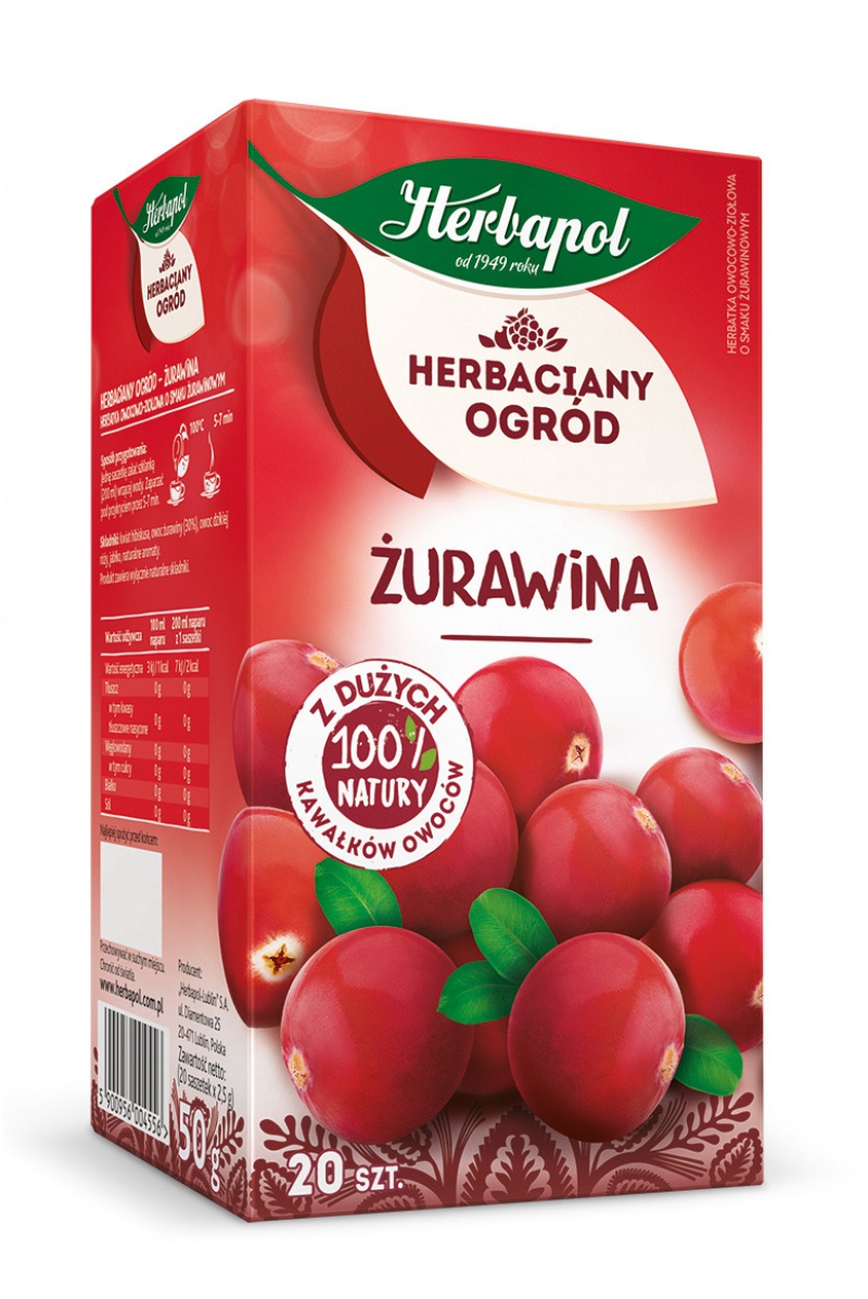 Herbata HERBAPOL HERBACIANYOGRÓD ŻURAWINA (20 saszetek)