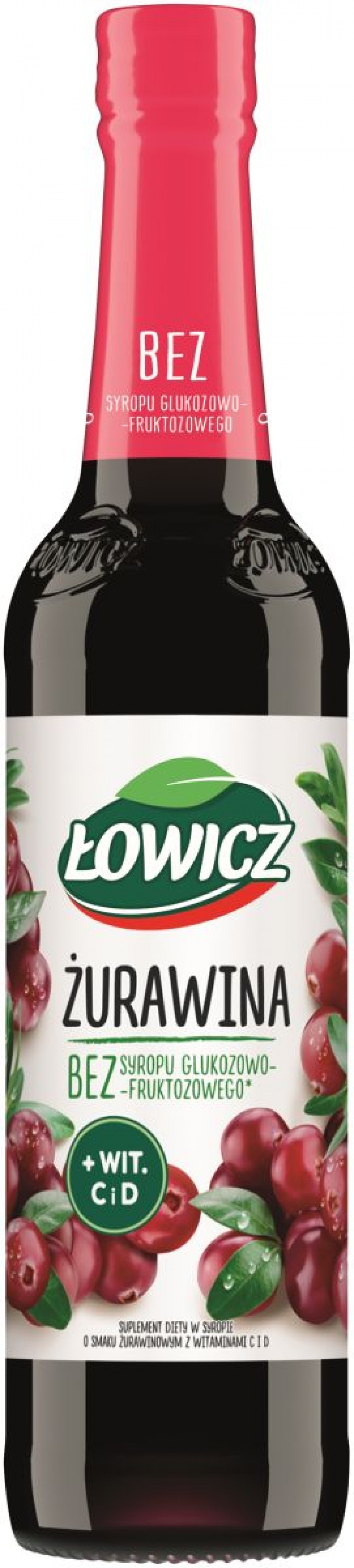 Syrop owocowy ŁOWICZ, żurawinowy, 400ml