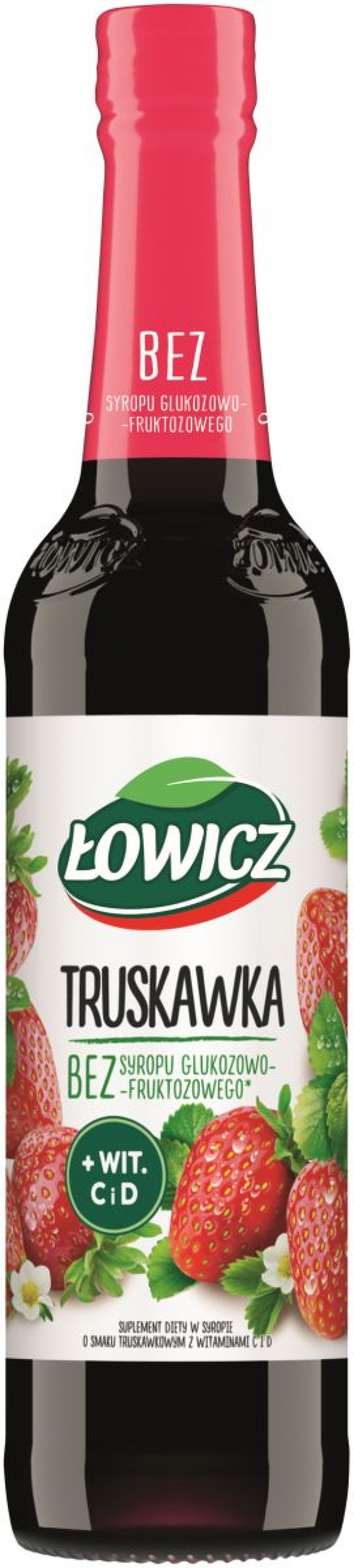 Syrop owocowy ŁOWICZ, truskawkowy, 400ml