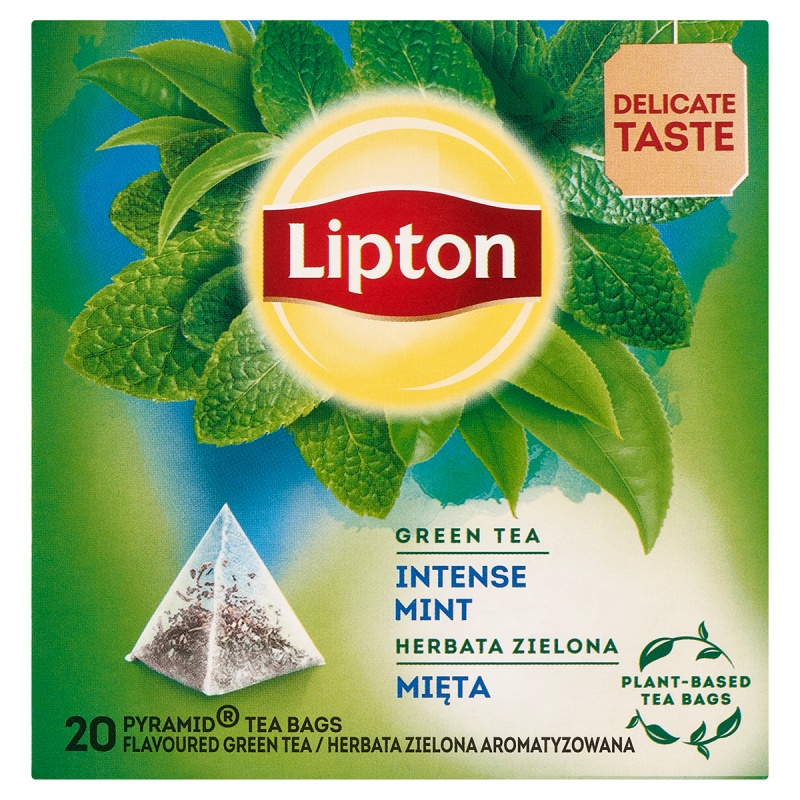 Herbata LIPTON, piramidki, 20 torebek, zielona z miętą