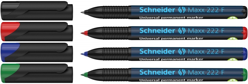 Zestaw foliopisów permanentnych SCHNEIDER Maxx 222, F, 0,7 mm, 4 szt., miks kolorów