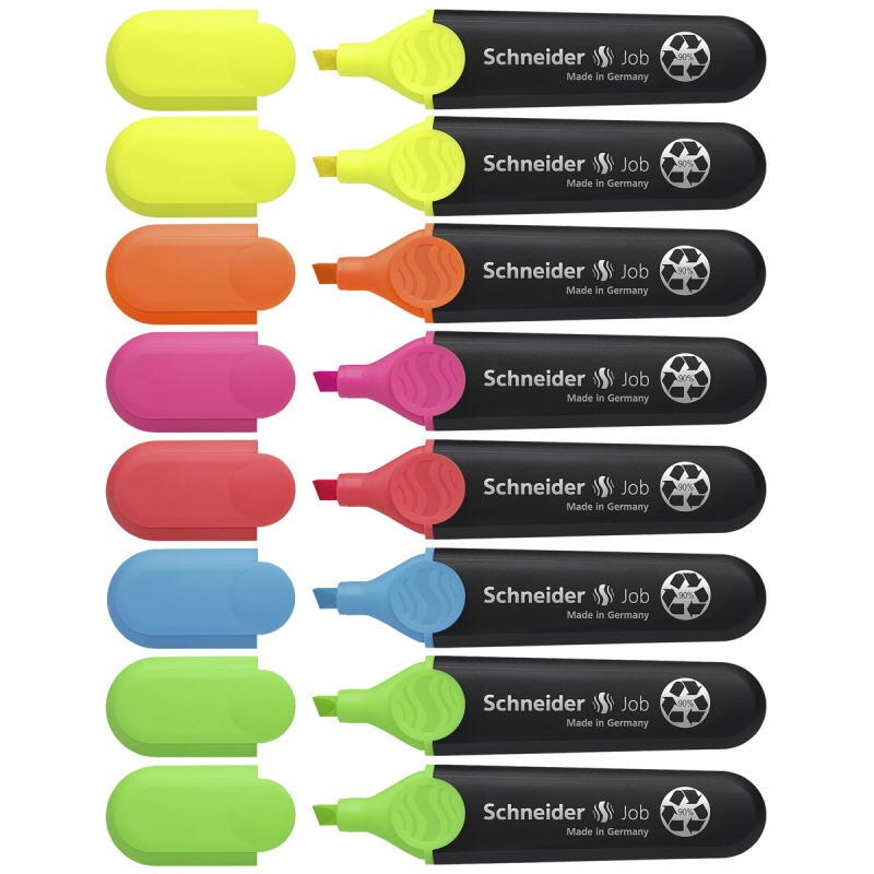 Zestaw zakreślaczy SCHNEIDER Job, 1-5 mm, 8 szt., miks kolorów