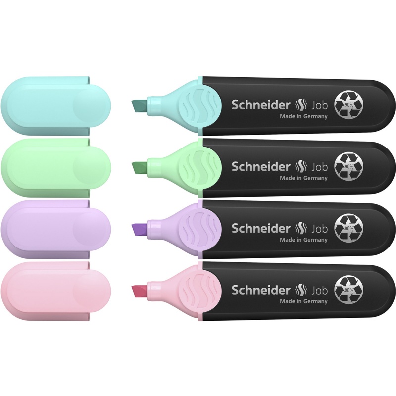 Zestaw zakreślaczy SCHNEIDER Job Pastel, 1-5 mm, 4 szt., mix kolorów