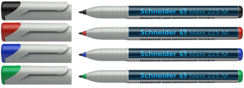 Zestaw foliopisów niepermanentnych SCHNEIDER Maxx 225 M, 4 szt., w etui, mix kolorów