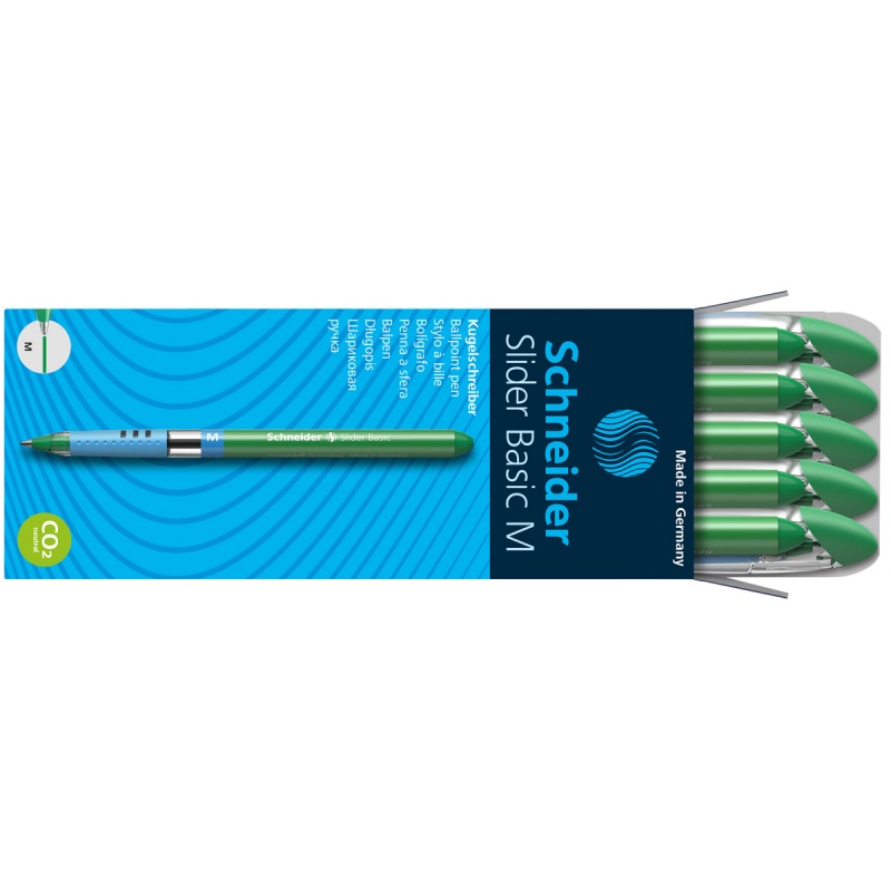 Długopis SCHNEIDER Slider Basic, M, zielony