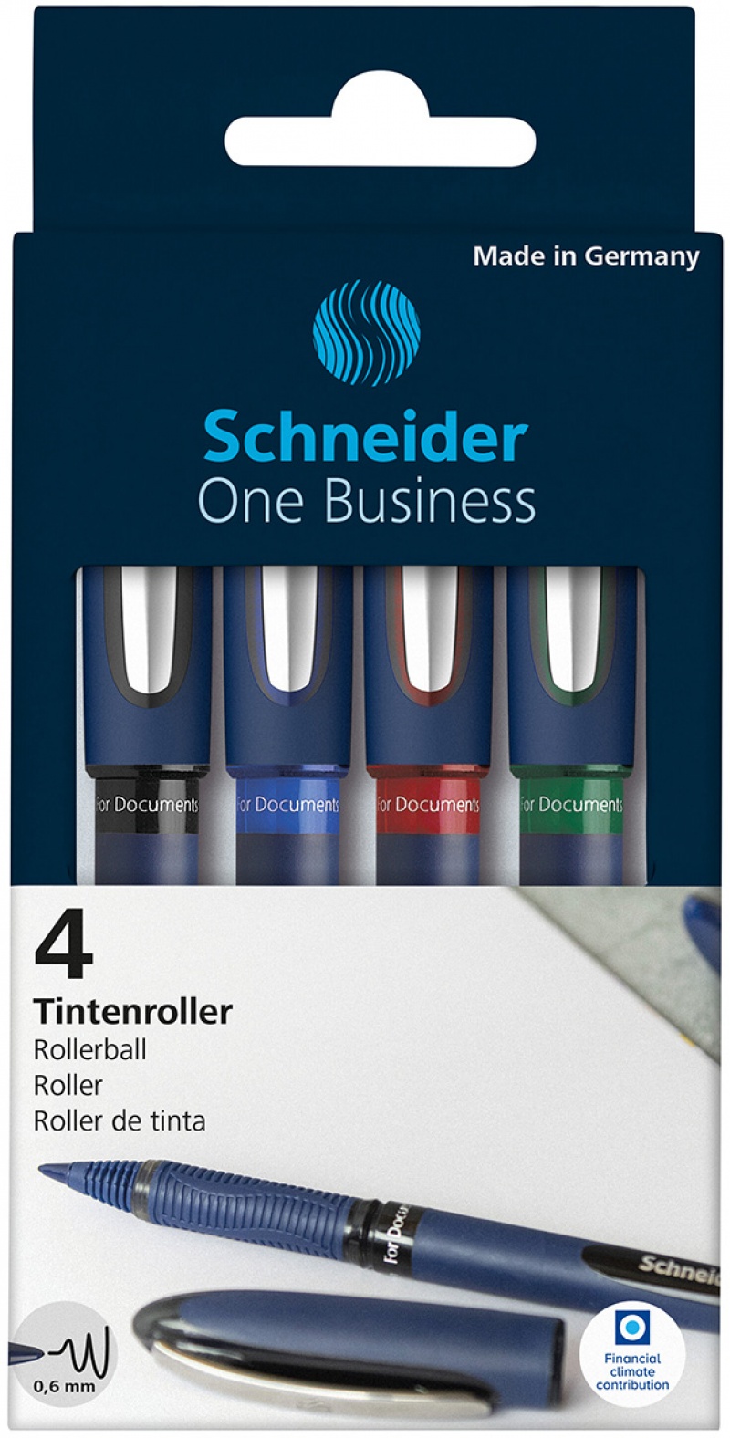 Zestaw piór kulkowych SCHNEIDER One Business, 0,6 mm, 4szt., miks kolorów