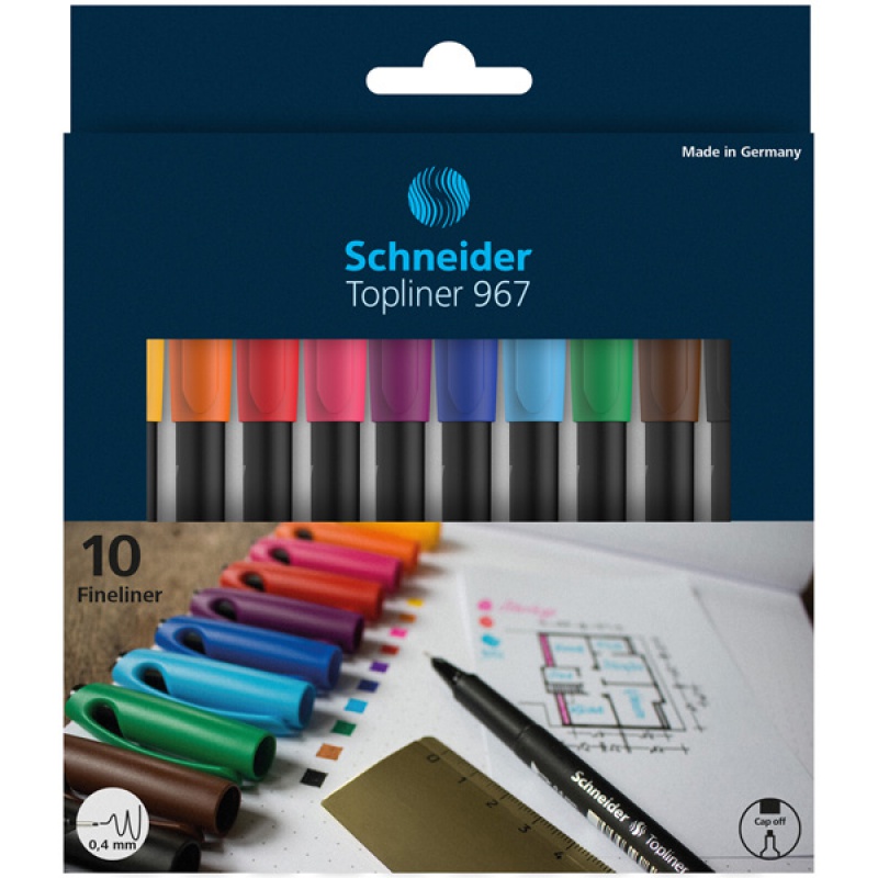 Zestaw cienkopisów SCHNEIDER Topliner 967, 0,4 mm, 10 szt., miks kolorów