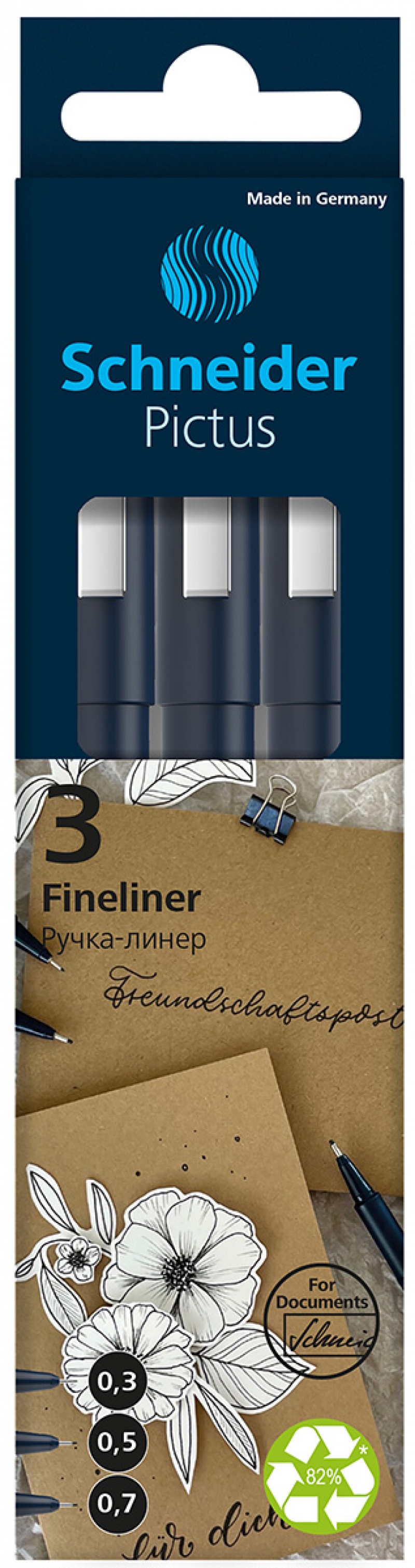 Zestaw cienkopisów SCHNEIDER Pictus, 3 szt., czarne, mix grubości