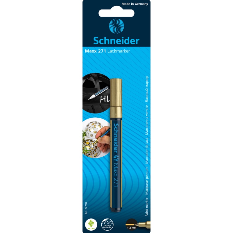 Marker olejowy SCHNEIDER Maxx 271, okrągły, 1-2mm, blister, złoty