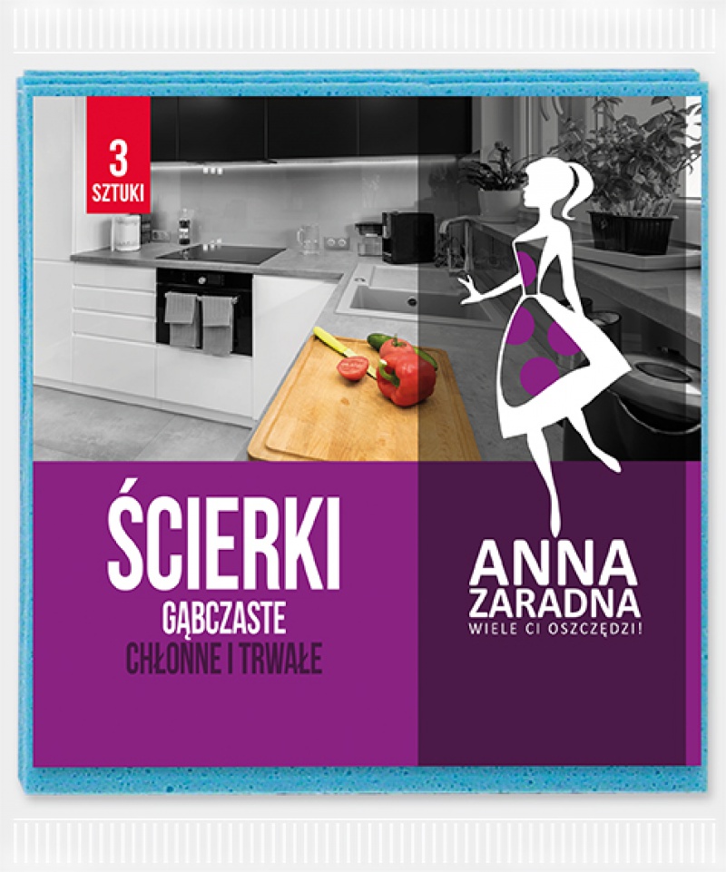 Ścierki gąbczaste ANNA ZARADNA, 3 szt.