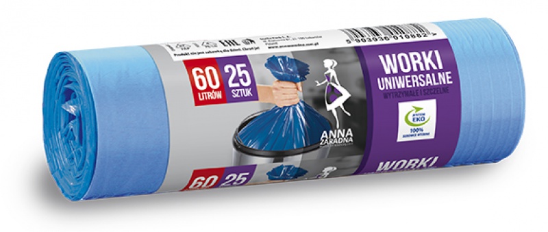 Worki na śmieci uniwersalne ANNA ZARADNA, 60 l, 25 szt., niebieskie