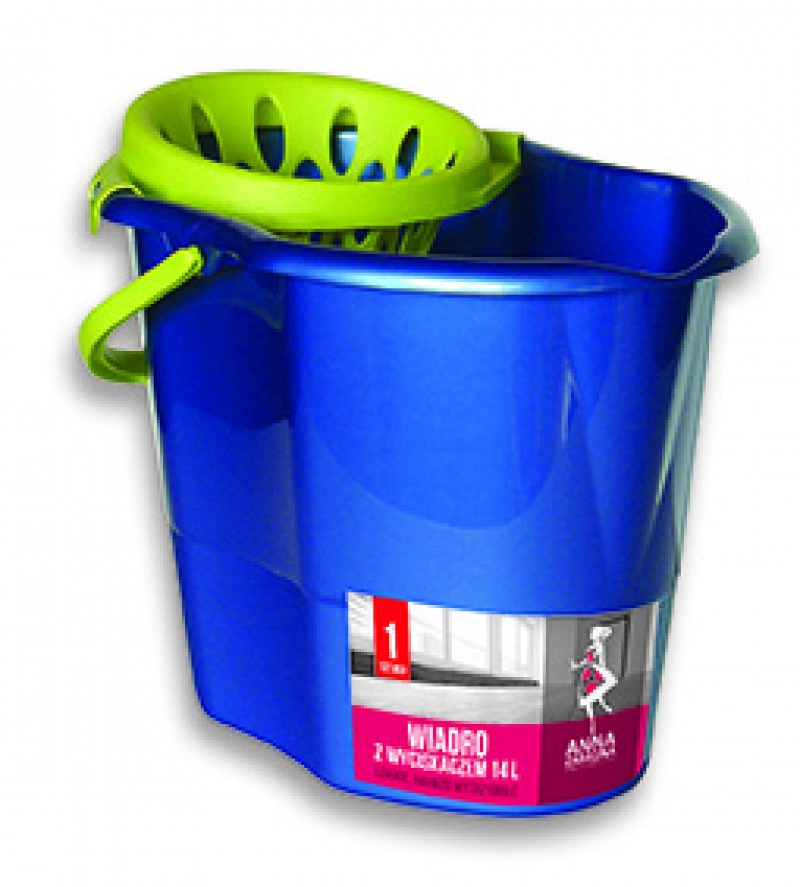 Wiadro ANNA ZARADNA, z wyciskaczem premium, 14 l, niebieskie, 1 szt.