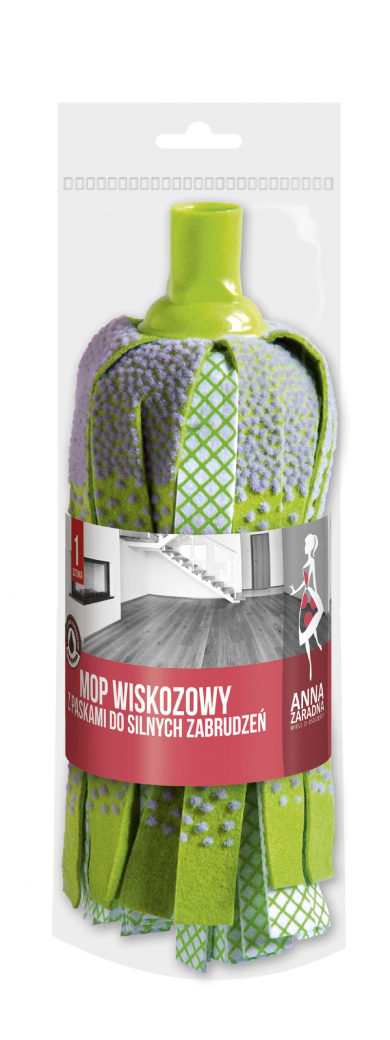 Mop ANNA ZARADNA, wiskozowy, z paskami do silnych zabrudzeń, 1 szt.