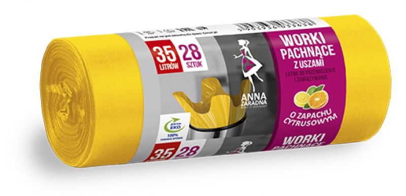 Worki na śmieci z uszami ANNA ZARADNA, zapach cytrusów, 35 l, 28 szt.