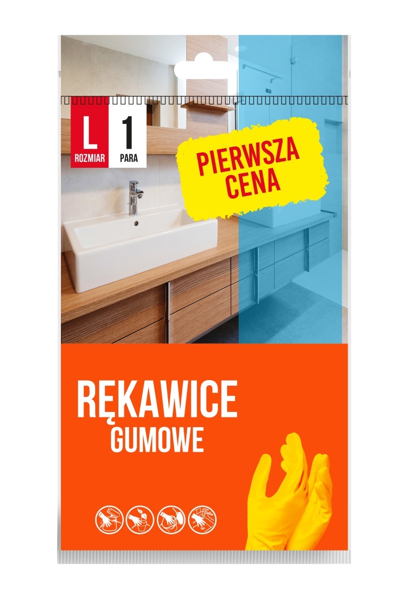 Rękawice gumowe FIXI, rozmiar L, 1 para, żółte