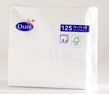 Serwetka DUNI TISSUE - Biała - 33x33 - 125 szt.