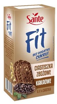 Fit Ciasteczka Zbożowe Kakaowe Bez Cukru 300g 6x4szt (10szt)