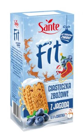 Fit Ciasteczka Zbożowe z Jagodą Bez Cukru 300g 6x4szt