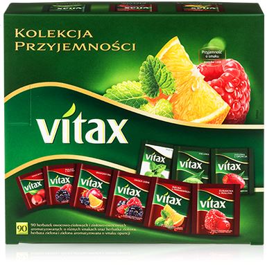 HERBATA VITAX KOLEKCJA PRZYJEMNOŚCI- MIX KARTON 90 TOREBEK 161,5G W KOPERTKACH