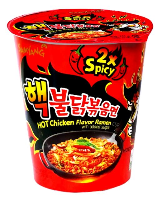 Ramyun o smaku ostrego kurczaka 2xSpicy w kubku, bombowo ostry 70g - Samyang