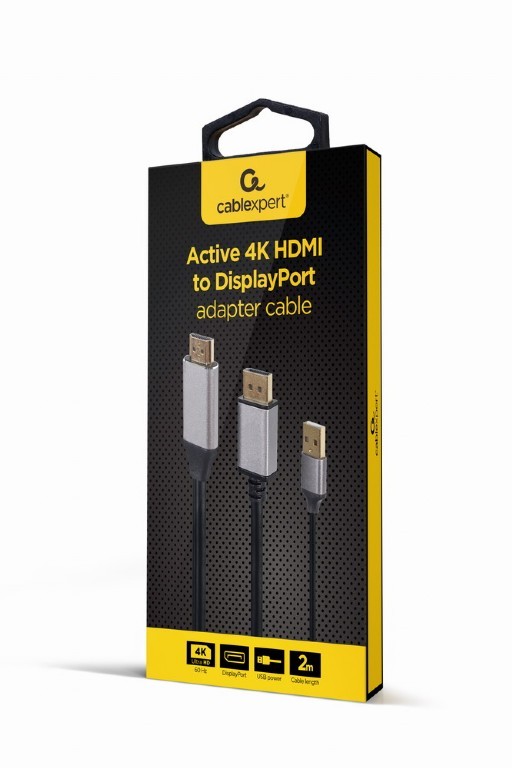 Adapter HDMI do DP 4K M 60Hz USB-A powered