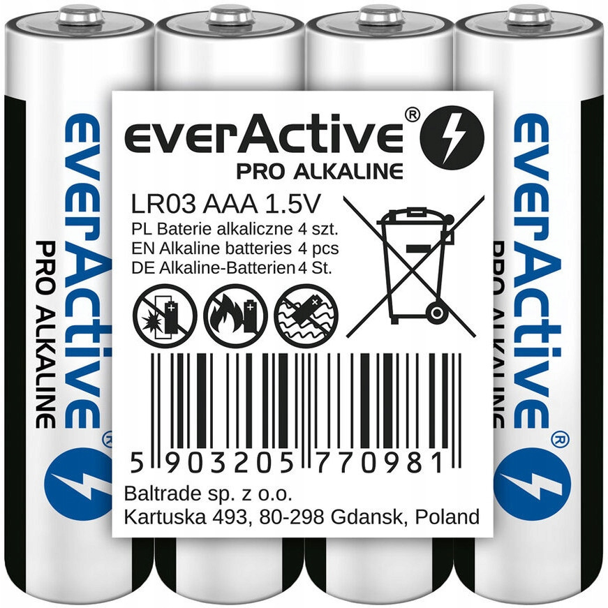 Bateria alkaliczna EVERACTIVE Pro Alkaline AAA/LR03 taca (4szt)