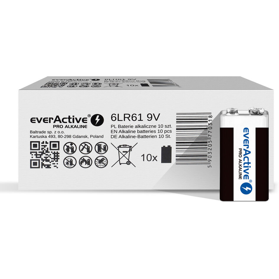 Bateria alkaliczna EVERACTIVE Pro Alkaline 6LR61 9V pudełko (10szt)