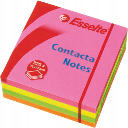 Bloczki samoprzylepne ESSELTE 75x75mm neon 320 kartek 83065