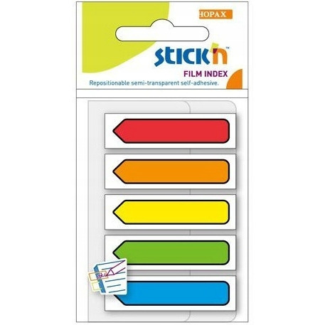 Zakładki indeksujące Strzałki 45x12mm mix 5 kolorów neon STICK"N 21464