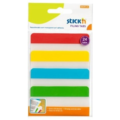Przekładki indeksujące przeźroczyste 38x76mm 4 kolory STICK"N 21609
