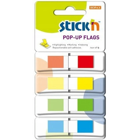 Zakładki indeksujące w podajniku 45x12mm 140/4 kolory STICK"N 26020