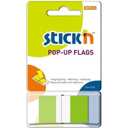 Zakładki indeksujące 45x25mm 50szt zielone podajnik STICK"N 26023