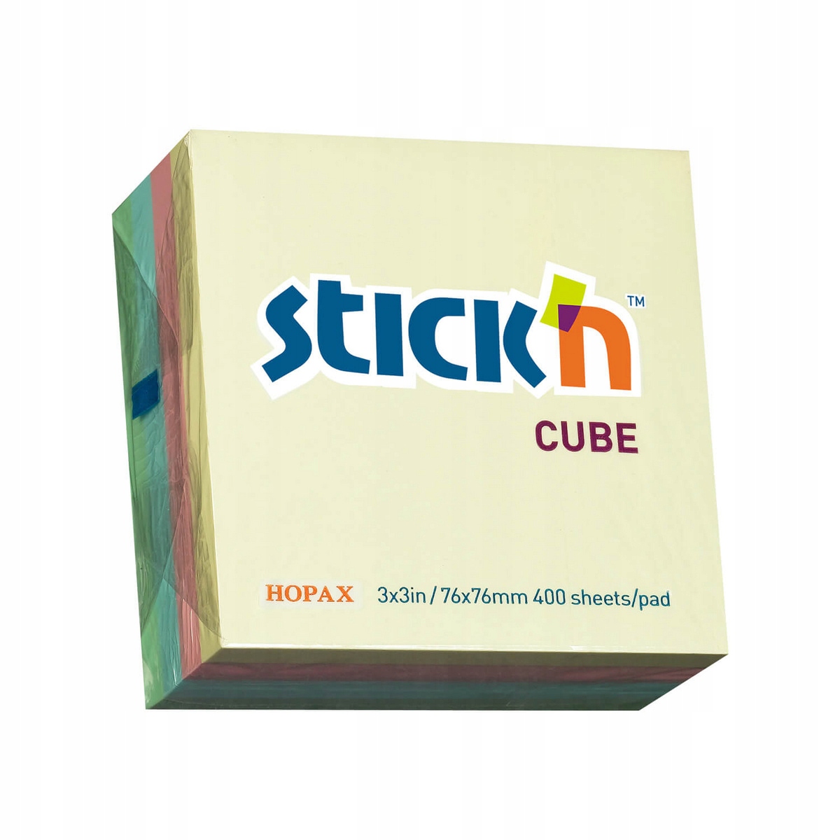 Bloczek STICK"N 76x76mm 400k mix 4 kolory pastelowe 21013