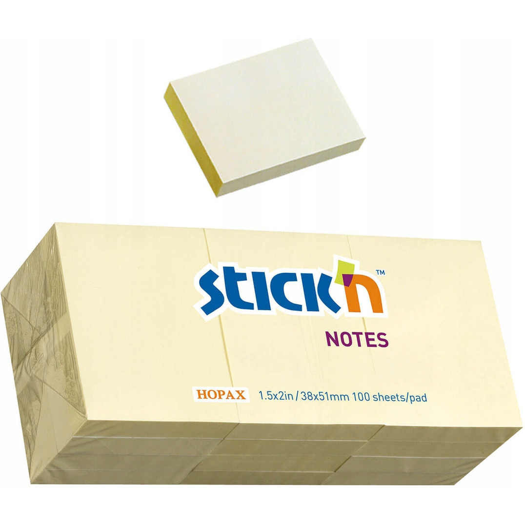 Bloczki STICK"N 38x51mm żółty pastele 12bloczków x 100 kartek 21530
