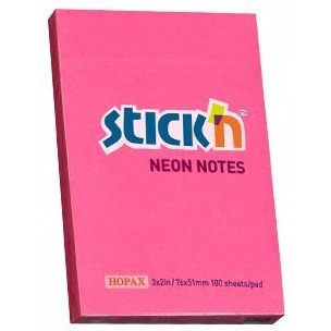 Bloczek STICK"N 76x51mm ciemnoróżowy neon 100k 21161 STICK"N