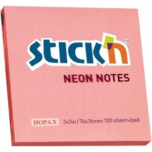 Bloczek STICK"N 76x76mm różowy neonowy 100k 21166 STICK"N