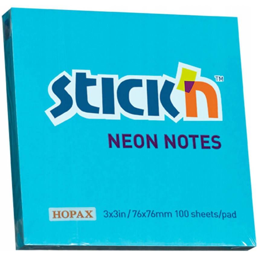 Bloczek STICKN 76x76mm niebieski neonowy 100k 21209 STICKN