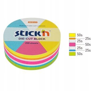 NOTES KOŁO, 61X70MM, MIX 5 KOL. NEON+BIAŁY, 250KART. 21830