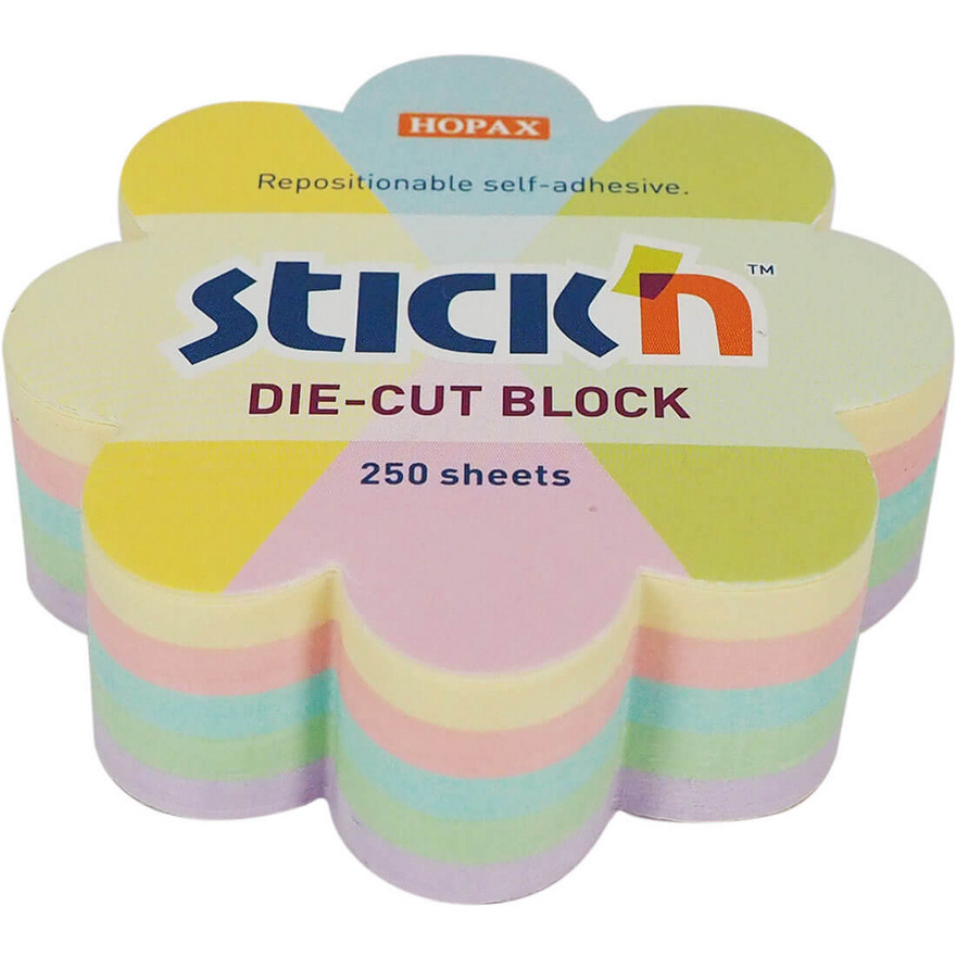 NOTES KWIATEK, 67X67MM, MIX 5 KOL. PASTELOWYCH, 250KART. 21832