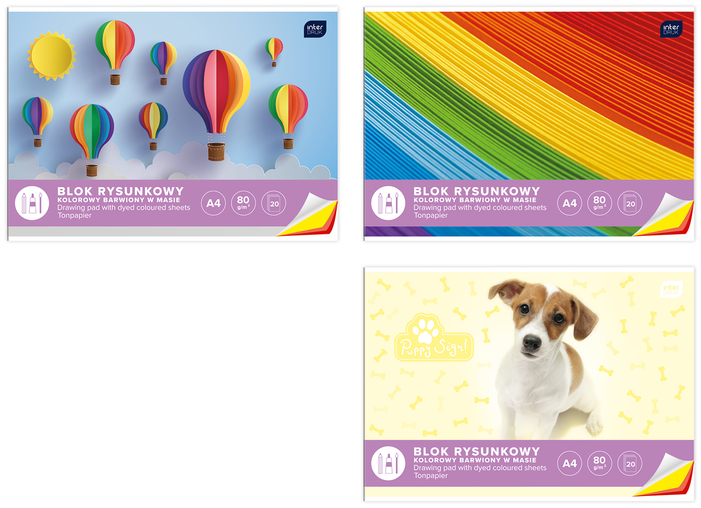 Blok rysunkowy kolorowy A4 INTERDRUK