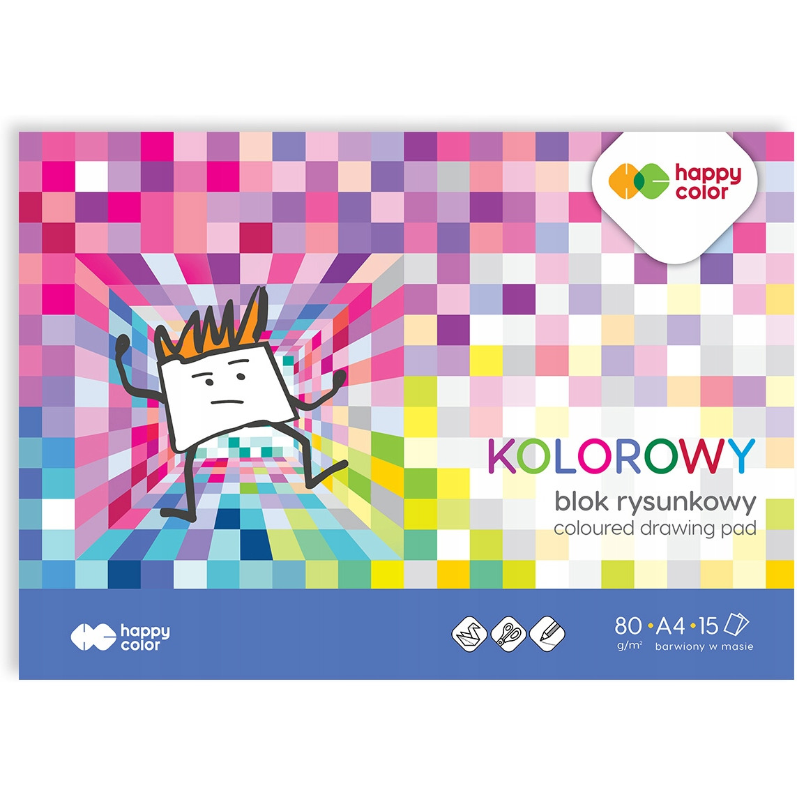 Blok rysunkowy kolorowy A4, 80g, HA 3708 2030-09 HAPPY COLOR