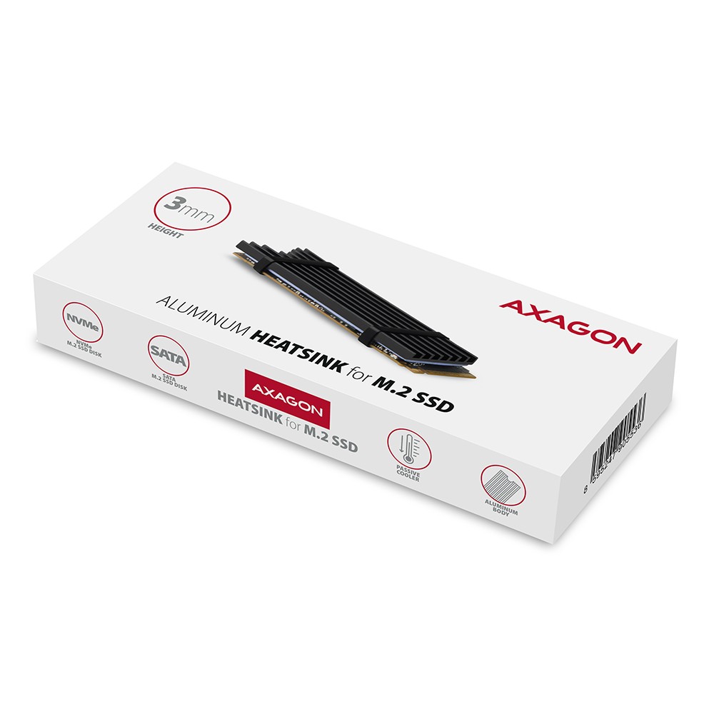 CLR-M2 Chłodnica do dysku aluminiowa pasywna M.2 2280 SSD, silikonowe podkładki termiczne, wysokość 12mm