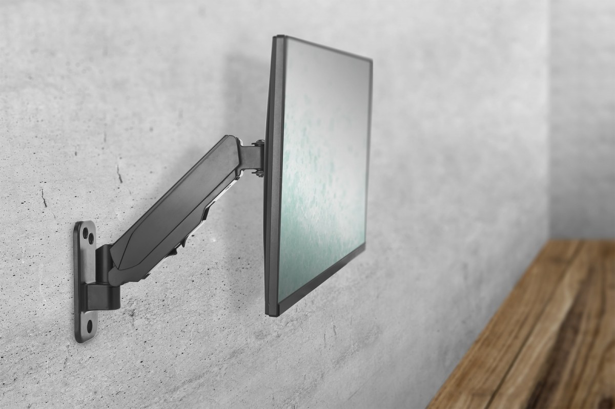Uchwyt ścienny pojedynczy, 1xLCD, max. 32", max. obciążenie 8kg, ze sprężyną gazową, obrotowy