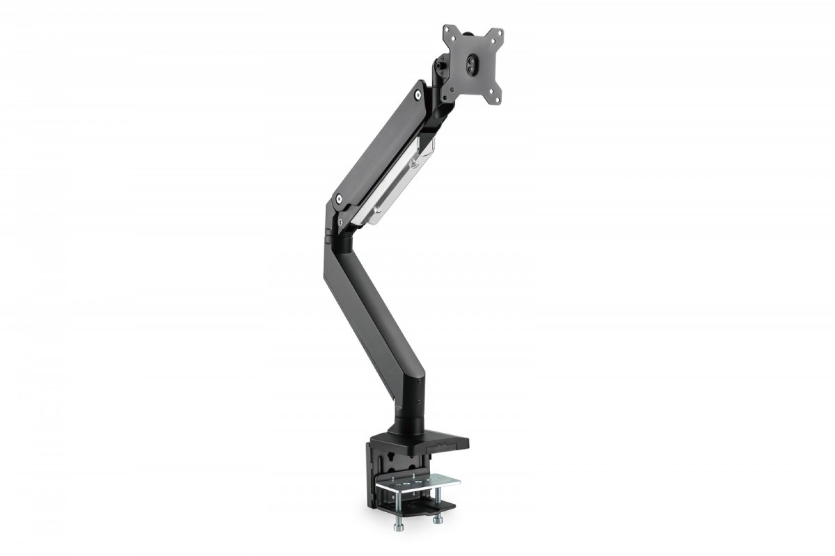 Ramię biurkowe pojedyncze z zaciskiem, 1xLCD, max. 35", max. obciążenie 15kg, ze sprężyną gazową