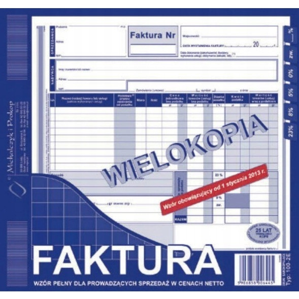 DRUK Faktura VAT MICHALCZYK&PROKOP 2/3 A4 80 kartek 102-2E