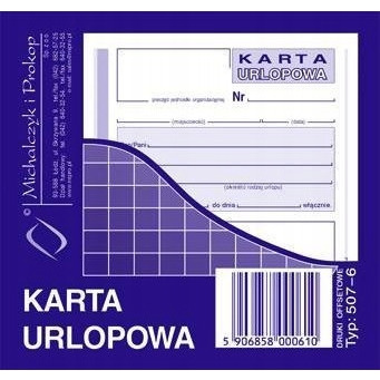 DRUK Karta urlopowa MICHALCZYK&PROKOP 2/3 A6 40 kartek 507-6