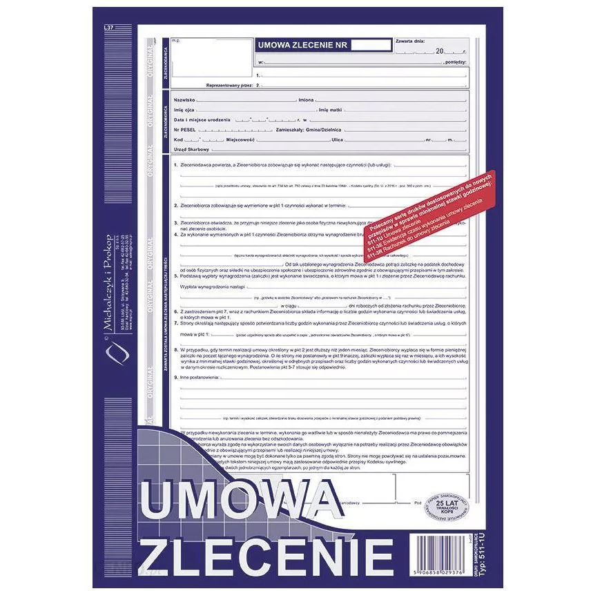 511-1U Umowa zlecenie MICHALCZYK&PROKOP A4 40 kartek